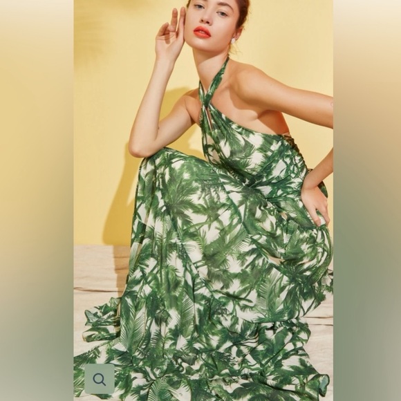 AMUR Ellis Tiered Dress Loulu Palm Tree Print Size 6 - Picture 5 of 5